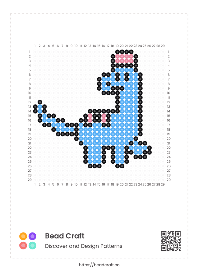 Bead Craft Printable Bead Pattern PDF Preview - Dinosaur pattern 