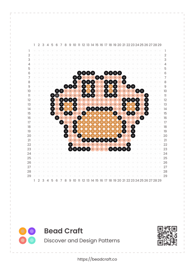 Bead Craft Printable Bead Pattern PDF Preview - Dog paw pattern 