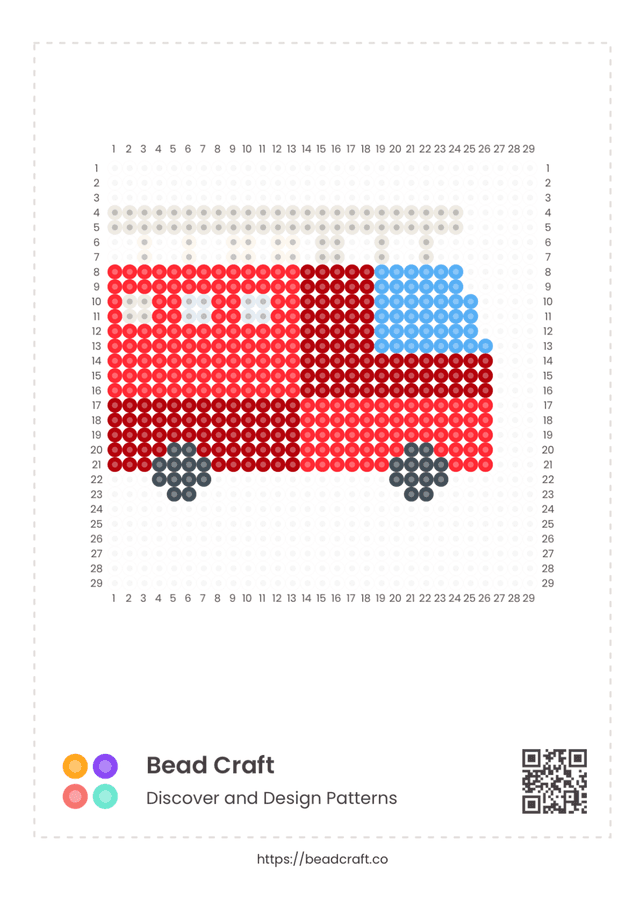 Bead Craft Printable Bead Pattern PDF Preview - Fire Truck pattern 