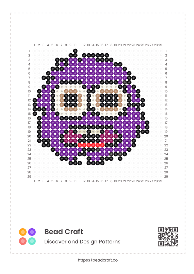 Bead Craft Printable Bead Pattern PDF Preview - Monster pattern 