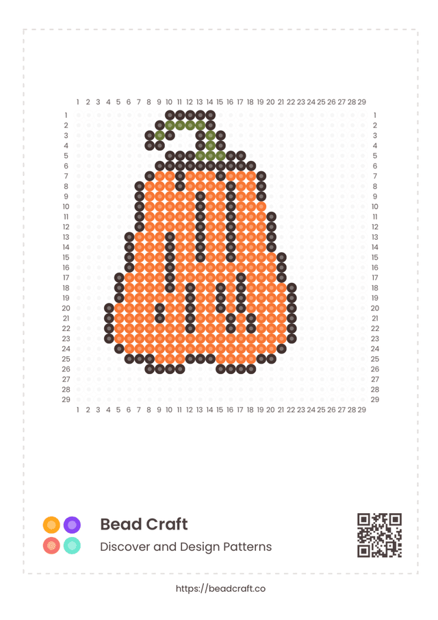 Bead Craft Printable Bead Pattern PDF Preview - Pumpkin pattern 