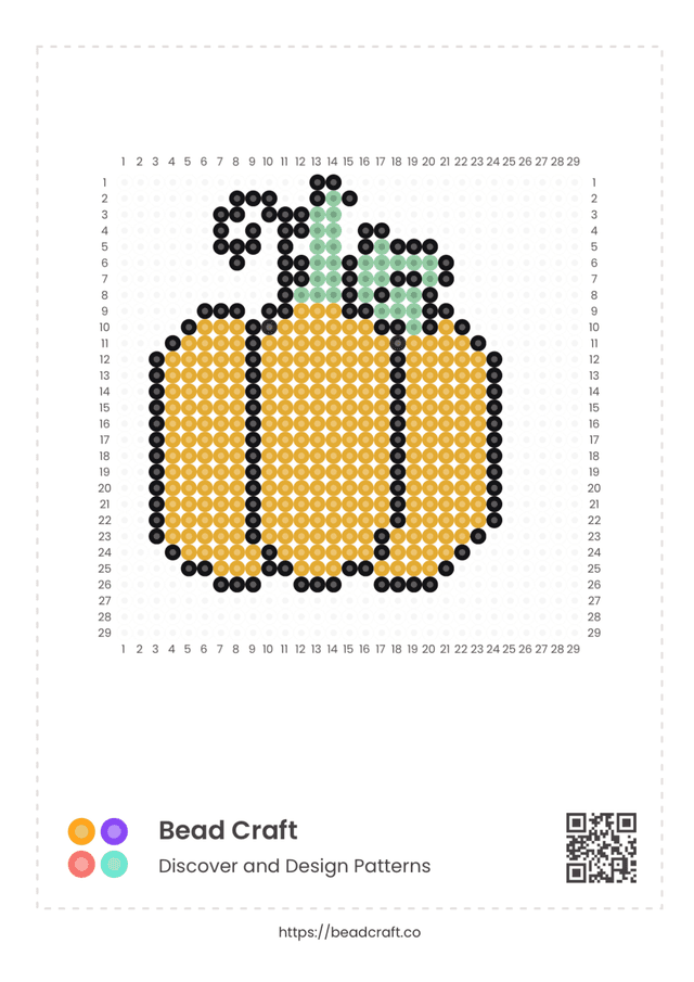 Bead Craft Printable Bead Pattern PDF Preview - Pumpkin pattern 